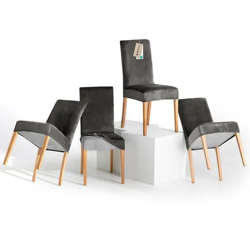 Restilo Husă pentru scaun Sento gri închis, 48 x 48 x 58 + 10 cm, set de 4 bucăți, gri închis