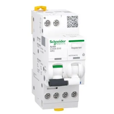 Intreruptor automat, detectie arc electric Acti9 AFDD Schneider A9TPD4616, iC40N, 1P+N, curba B, 16A, 6kA, ARC MCB