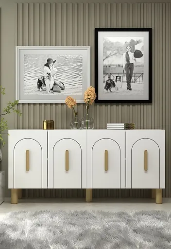 Consola, Hanah Home, Yosun, 150x75x35 cm, PAL , Stejar alb / safir