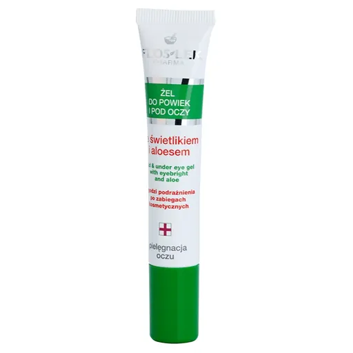 FlosLek Pharma Eye Care Gel pentru jurul ochilor cu un luminator și aloe vera 15 ml