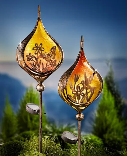 Decorațiune solară de grădină Fluture și Colibri, set de 2 buc.
