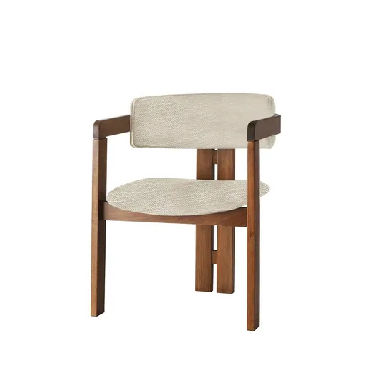 Scaun de sufragerie CO Light Grey and Walnut, gri deschis