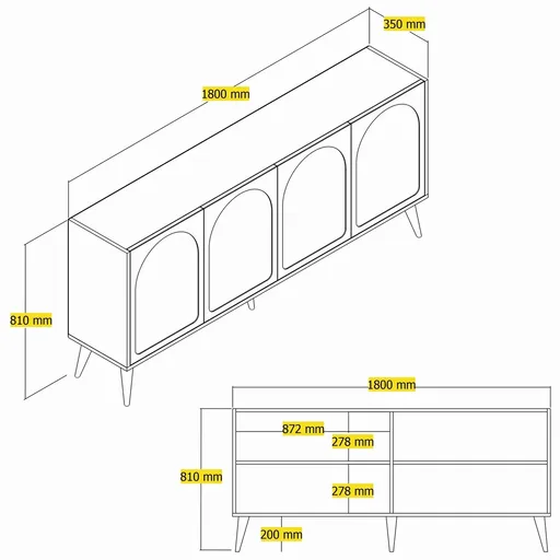 Consola, Hanah Home, Lyon 81, 180x81x35 cm, Atlas / Nuc