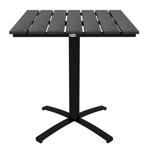 Outsunny Masa pentru terasă, pentru 4 persoane, cu aspect de lemn, cadru din aluminiu, 70 x 70 x 76 cm, Gri | Aosom Romania