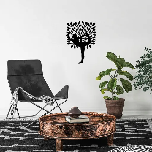 Decoratiune de perete, Yoga 2, 50 x 70 cm, Negru