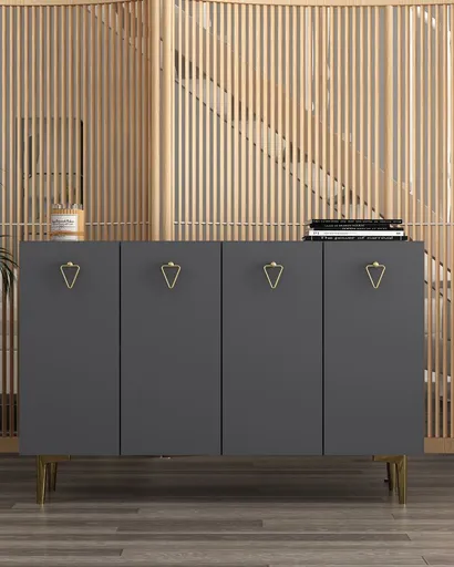 Consola, Hanah Home, Leyla, 120x80x29.6 cm, PAL , Antracit / Aur