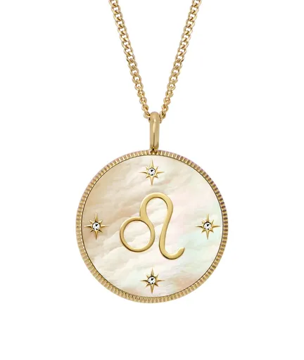 Fossil Colier placat cu aur cu simbolul zodiacal Leu Written in the Stars JF04842710