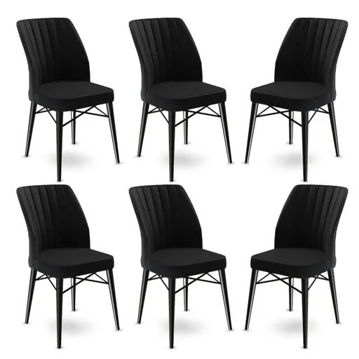 Set scaune 6 piese, Hanah Home, Flex, Negru