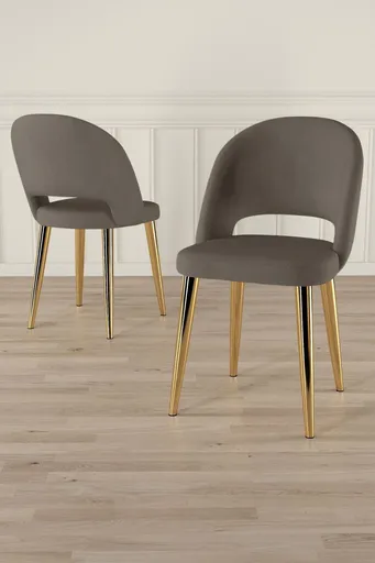 Set scaune 6 piese, Hanah Home, Pane, Cappuccino / Aur