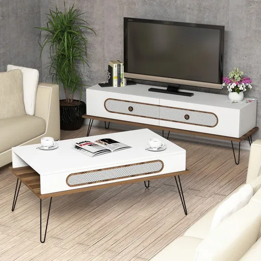 Set mobilier living, Hanah Home, Ekol, Alb