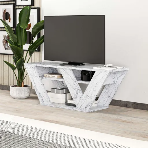 Comoda TV, Hanah Home, Pipralla, 110x40x30 cm, Marmura Carrara