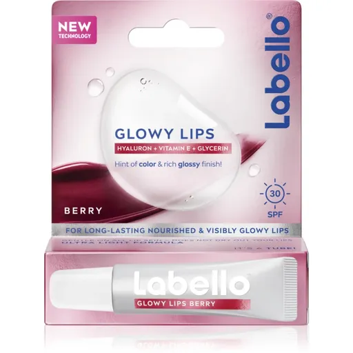 Labello Glowy Lips Berry balsam de buze colorat cu acid hialuronic SPF 30 10 ml