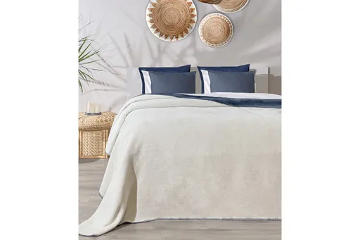 Patura Single, L'essentiel Maison, Twin, Albastru / Crem