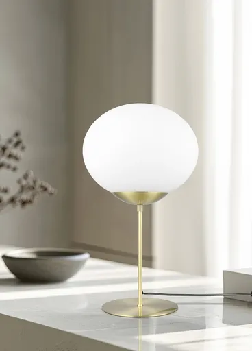 Lampa de masa Fomento, TRIO, 30x52 cm, 15W, 1x E27, metal, bronz mat/alb