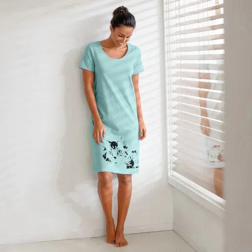 Set de 2 cămăși de noapte scurte cu imprimeu de pisici