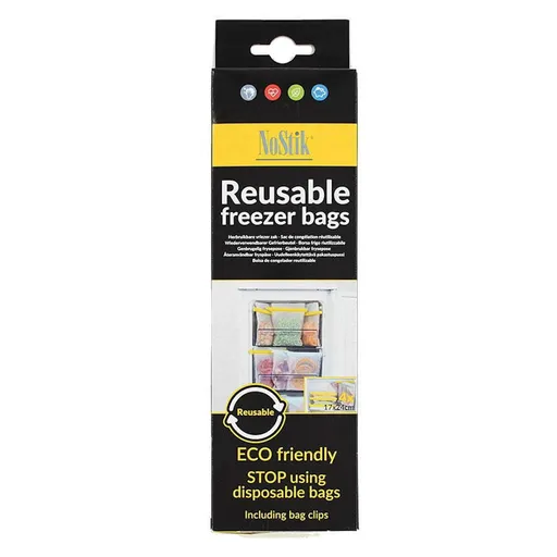 Set 4 pungi pentru congelare NoStik DDD 426, 17х24 cm, Reutilizabile, Rezistente la temperaturi -72°C - +260°C, Incolore