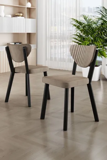 Set scaune 4 piese, Hanah Home, Arfe, Cappuccino / Negru