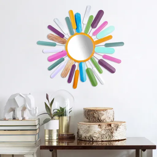 Decoratiune de perete, Mirror Sun, Dimensiune: 75 x 75 cm, Multicolor