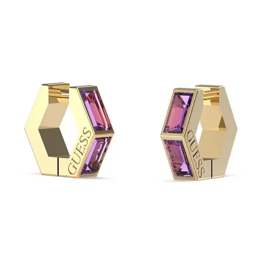 Guess Cercei atemporali placați cu aur cu zircon mov Huggie Me JUBE03133JWYGLAT/U