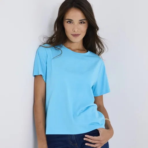 Cămașă dreaptă cu mâneci scurte și decolteu rotund