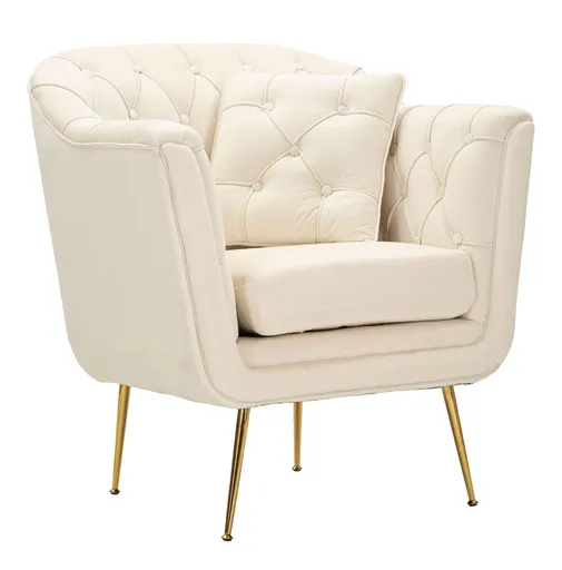 Fotoliu cu perna decorativa Budapest, Mauro Ferretti, 88x83x91 cm, fier/poliester, crem