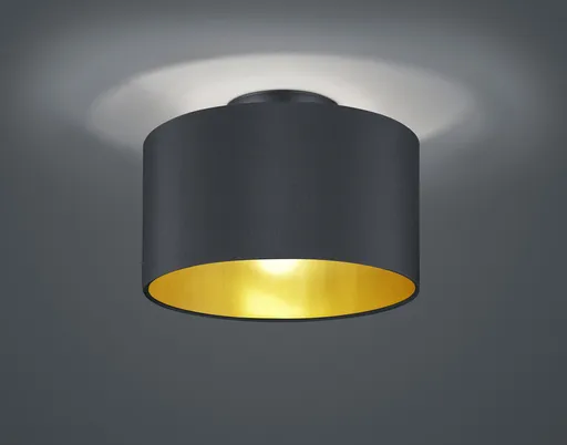 Plafoniera Hostel, TRIO, 30x22 cm, 40W, 2x E14, textil, negru mat/auriu