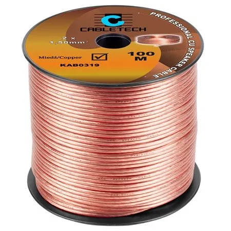 Cablu transparent pentru difuzor, cupru, 2 x 1.5 mm2 rola 100m KAB0319