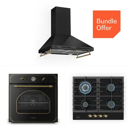 Klarstein Victoria 60 set triplu gaz, plită pe gaz, cuptor, hotă de evacuare