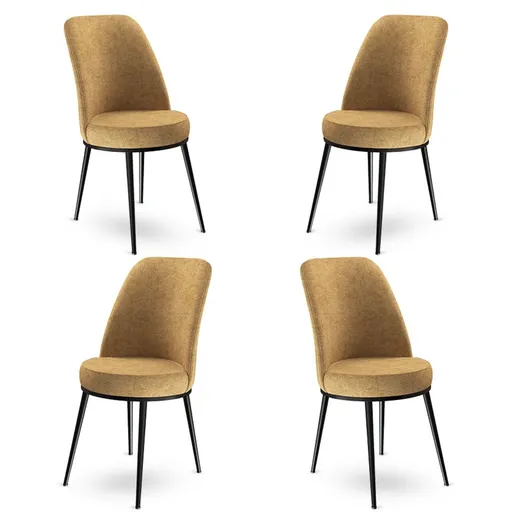 Set scaune 4 piese, Hanah Home, Dexa, Cappuccino / Negru