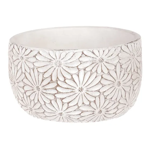 Mască de ghiveci din beton cu flori, 17 x 17 x 9 cm,