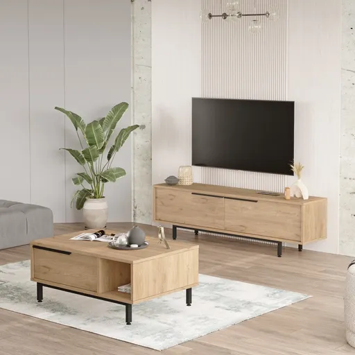 Set mobilier living, Hanah Home, ON19-S, Stejar