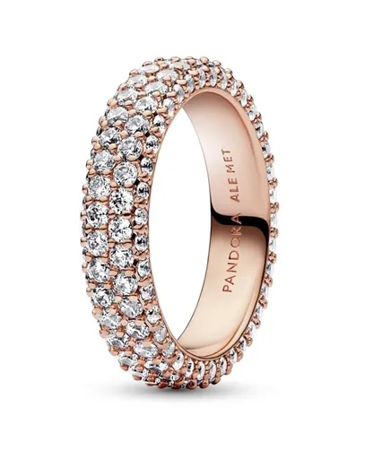 Pandora Inel elegant placat cu aur cu zircon Timeless Rose 182629C01 52 mm