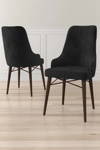 Set scaune 6 piese, Hanah Home, Neta, Negru/Maro