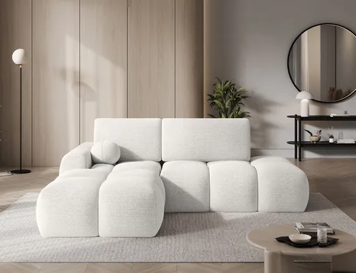 Coltar extensibil stanga 3 locuri ELTAP, Vittario, 227x170x95 cm, lemn/poliester, alb