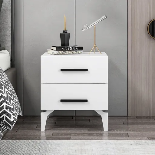 Noptiera, Hanah Home, Kale, 50x56x47 cm, Alb