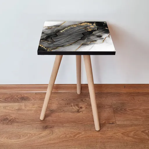 Masuta, Hanah Home, Shp391, 35x42x35 cm, Negru / Auriu / Alb