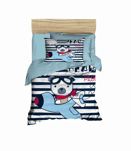 Lenjerie de pat pentru copii, L'essentiel Maison, PH14, Bleumarin / Albastru / Alb