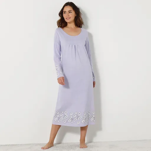 Cămașă de noapte cu mânecă lungă și imprimeu floral