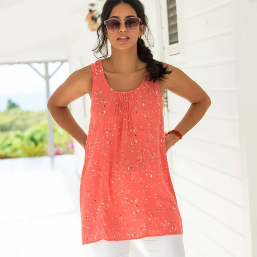 Tunica lungă fără mâneci cu imprimeu