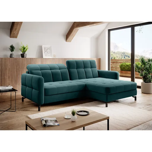 Coltar extensibil dreapta 3 locuri ELTAP, Lore-105, Lorelle, 225x160x105 cm, lemn/poliester, verde