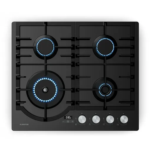 Klarstein Ignito gaz plită, 8 kW, suporturi din fontă, temporizator, reglare temperatură