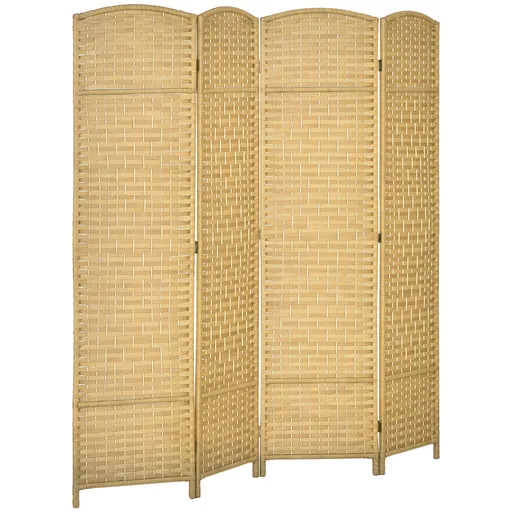HOMCOM Paravan interior din lemn 4 panouri separator de cameră pliabil pentru sufragerie dormitor 180 x 180 cm lemn natural | Aosom Romania