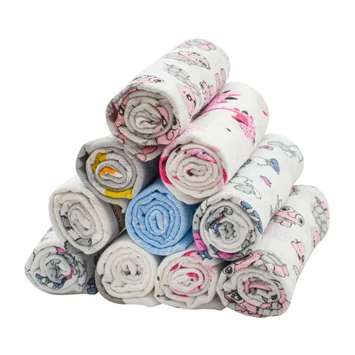 New Baby Scutece din bumbac cu imprimeu Standard, 60 x 80 cm, set 10 buc.