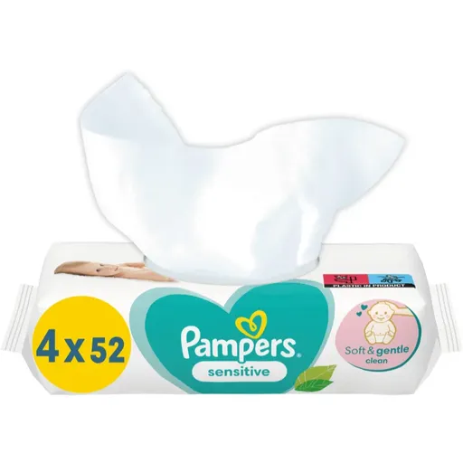 Pampers Sensitive Șervețele umede pentru copii pentru piele sensibila 4x52 buc