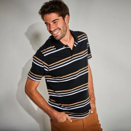 Tricou polo cu dungi cu mâneci scurte