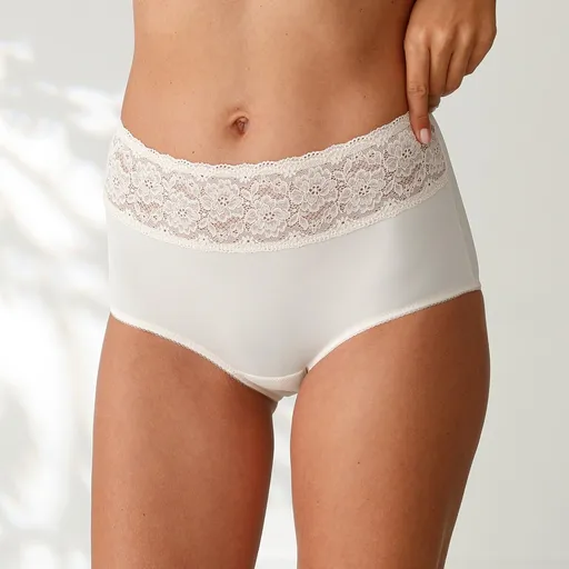 Set de 3 chiloți maxi cu talie înaltă din microfibră și dantelă elastică în talie