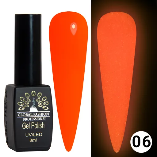 Oja Semipermanenta Luminous Global Fashion 8 ml, Stralucitor in Intuneric, 06, TPO Free