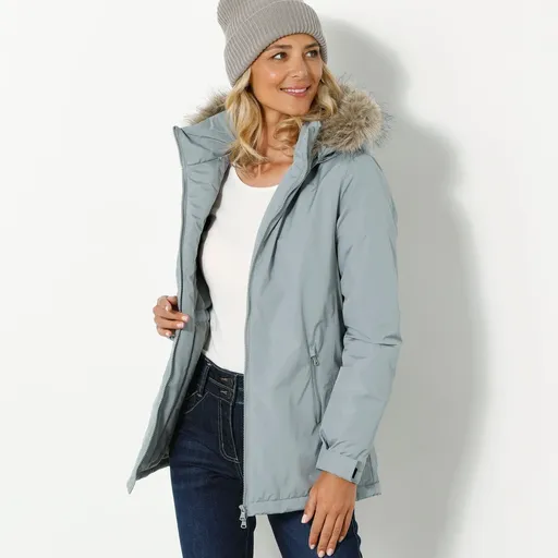 Parka impermeabilă cu fermoar și glugă detașabilă