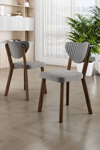 Set scaune 6 piese, Hanah Home, Arfe, Gri/Maro