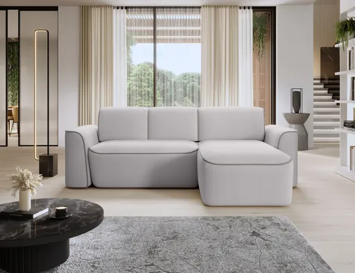 Coltar dreapta 4 locuri ELTAP, Ume, 287x190x88 cm, lemn/poliester, gri deschis/gri